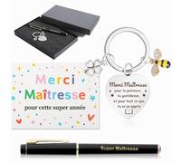 Echehi Cadeau Maitresse d'École Fin d'Année, Avec Porte-Clés De Remerciement, Stylo, Carte Merci Maitresse, Merci Maitresse Cadeau