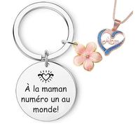 Echehi Cadeau pour Maman, Beau Porte Clé Maman, Collier en Forme de Cœur, Cadeau Anniversaire Maman avec Enveloppe rose, Cartes de Vœux