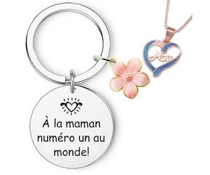 Echehi Cadeau pour Maman, Beau Porte Clé Maman, Collier en Forme de Cœur, Cadeau Anniversaire Maman avec Enveloppe rose, Cartes de Vœux