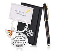 Echehi Cadeaux originaux pour femme et homme, avec porte-clés original, plume porte-bonheur, carte et boîte cadeau, cadeau inspirant motivation pour la famille, collègue, amis, enseignants, étudiants,