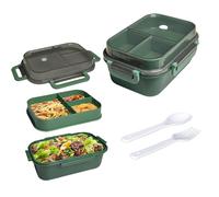 Echehi Echei Boite Repas Compartiment, Lunch Box Intégrées à 2 Couches, Bento Lunch Box Anti-fuite avec Couverts pour le Travail, L'école, Pique-nique