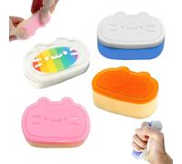 Echehi Jouets Anti-Stress Mignons en Forme de Chat - Pâte à Malice Sensorielle, Squishy Étirable pour Enfants et Adultes, Décompression, Concentration. Lot de 4 avec Sac de Rangement
