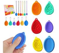 Echehi Lot de 6 Jouets Sensoriels pour Enfants et Adultes, 10 Différents Tactiles et Visuels pour Soulager L'anxiété, Pierre Fidget Toys en Silicone avec Trous pour Un Transport Facile