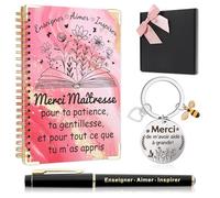 Echehi Merci Maîtresse Cadeau Avec Carnet A5 + Stylo + Porte-Clés + Coffret Cadeau, Cadeau Maitresse d'École Fin d'Année