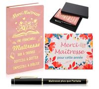 Echehi Merci Maitresse Cadeau, Cadeau Maitresse d'École Fin d'Année Avec Carnet A6, Carte De Remerciement, Stylo, Boite Cadeau, Cadeau Personnalisé Maitresse d'École