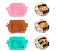 Echehi Paquet de 3 Moule Silicone Air Fryer, les Moule Air Fryer pour Friteuse à Air de 7 Pouces Sont Réutilisables. Accessoires Air Fryer pour COSORI, Ninja, Tower. Rose, Marron, Vert