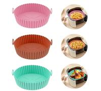 Echehi Paquet de 3 Moule Silicone Air Fryer, les Moule Air Fryer pour Friteuse à Air de 8 Pouces Sont Réutilisables. Accessoires Air Fryer pour COSORI, Ninja, Tower. Rose, Marron, Vert