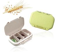 Echehi Pilulier 2 pièces avec Compartiments Amovibles, Pilulier de Poche avec 4 Compartiments, Pilulier Semaine pour Conserver les Pilule, Vitamines et L'huile de Foie de Morue (Vert + Kaki)
