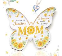 Echehi Plaque Acrylique En Forme De Papillon Avec Message Sincère Et Collier En Forme De Cœur, Cadeau Maman Anniversaire Avec Boîte Cadeau, Cartes De Vœux