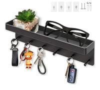 Echehi Porte Clef Mural à 6 crochets, 2 Façons Installer Porte Clé Mural et Porte-Courrier Décoratifs, Accroche Clé Mural pour Entrée, Couloir, Bureau. Noir