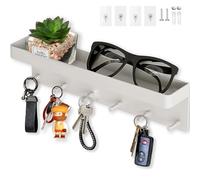 Echehi Porte Clef Mural à 6 crochets, 2 Façons Installer Porte Clé Mural et Porte-Courrier Décoratifs, Accroche Clé Mural pour Entrée, Couloir, Bureau. Blanc