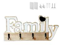 Echehi Porte Clef Mural en Bois Home Deco, Auto-Adhésif ou Perforé, 3 Possibilités d'installation du Porte Clé Mural, Accroche Clé Mural pour la Maison.Blanc
