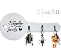 Echehi Porte Clef Mural en Bois pour Maison Neuve, Auto-Adhésif ou Perforé, 3 Possibilités d'installation du Porte Clé Mural, Accroche Clé Mural pour la Maison. Blanc