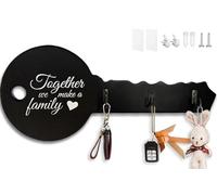 Echehi Porte Clef Mural en Bois pour Maison Neuve, Auto-Adhésif ou Perforé, 3 Possibilités d'installation du Porte Clé Mural, Accroche Clé Mural pour la Maison. Noir
