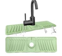 Echehi Tapis D'égouttement de Robinet en Silicone, Tapis de Robinet de Robinet de 44 x 14 cm avec Trous Découpables, Inclinaison de 7°, conception pliable à 90°. Vert