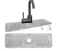 Echehi Tapis D'égouttement de Robinet en Silicone, Tapis de Robinet de Robinet de 44 x 14 cm avec Trous Découpables, Inclinaison de 7°, conception pliable à 90°. Gris