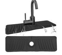 Echehi Tapis D'égouttement de Robinet en Silicone, Tapis de Robinet de Robinet de 44 x 14 cm avec Trous Découpables, Inclinaison de 7°, conception pliable à 90°. Noir
