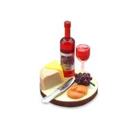 Échelle 1/12 Miniature Vin et Fromage Nourriture Dollhouses Accessoires Décoration Maisons de Poupée Cuisine Miniature Scène Modèle Fromage Et Plateau à Vin