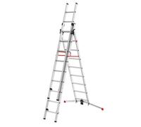 9309-507 - Échelle combinée en aluminium 3 plans avec stabilisateur courbe ProfiLOT Combi (2x9 + 1x8 échelons) - Hailo