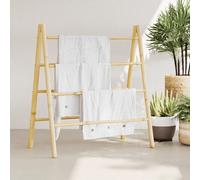 vidaXL Échelle à Serviettes Double avec 4 échelons 90x50x100 cm Bambou, Porte-Serviette, Porte-Serviette en Bambou, échelle à Serviettes pour Salle de Bain