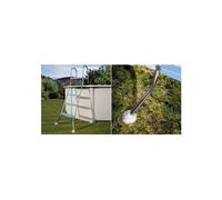 Echelle pour piscine hors-sol - H142 cm - Grise avec plateforme