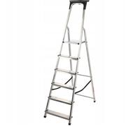 Échelle Aluminium - KADAX - 6 Marches - Pliable - 125kg - Avec Étagère et Crochet
