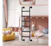Échelle antidérapante en fer forgé pour lits mezzanines de 124,5 à 144,8 cm de hauteur et fixation murale pour lits superposés et fenêtres Noir 175 cm