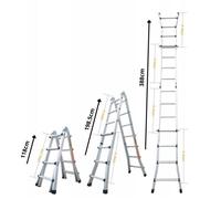 Échelle articulée et télescopique pliante en aluminium 4x4 marches 3,88m