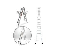 Échelle articulée et télescopique pliante en aluminium 4x6 marches 6,04m + 2 tablettes