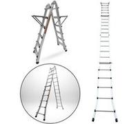 Échelle articulée et télescopique pliante en aluminium 4x6 marches 6,04m + 2 tablettes
