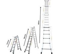 Échelle articulée et télescopique pliante en aluminium 4x6 marches 6,04m