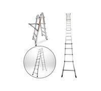 Echelle articulée pliante et télescopique en aluminium 4x5 marches 4,96m + 1 tablette