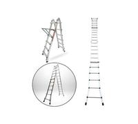 Échelle articulée pliante et télescopique en aluminium 4x6 marches 6,04m + 1 tablette