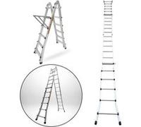 Échelle articulée pliante et télescopique en aluminium 4x6 marches 6,04m + 1 tablette