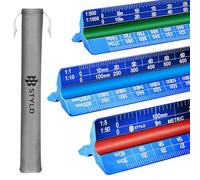 Échelle d'architecte en aluminium - Règle de dessin triangulaire gravée au laser de 30 cm avec rainures à code couleur pour plan, dessin - échelle architecturale (bleu, unités métriques)