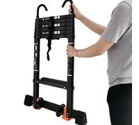 Échelle de 3,5 m pour tentes de toit, camping-cars et greniers - Extensible avec crochet amovible et stabilisateur pour un rangement et une utilisation faciles du camping