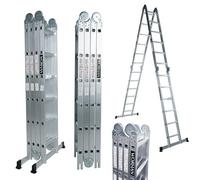 Échelle de 6.7m Aluminium WORHAN Multifonction Modèle de Grosse CHARNIÈRE Polyvalente Escabeau Multi-Usage ALU Modulable Pliable KS6.7