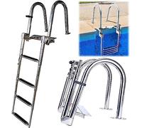 Échelle De Bain, Bateau Pooller, Tête en Acier Inoxydable, Leader Télescopique De Piscine, Leader De Bateau Pliable à 4 étapes, Leader De Couverture De Flotteur avec Poignées Et Pédale Larg