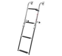 Échelle de bateau à 4 marches, marchepied de bain télescopique amovible en acier inoxydable, plate-forme de bain pour échelle de quai pliante avec entretoises réglables pour yacht de ponton marin