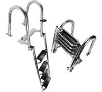 Échelle de Bateau/Piscine 4 Marches en Acier Inoxydable Pliable | Échelle de Piscine et Ponton avec Marches Antidérapantes + Main Courante, Capacité 220kg, pour Piscine, Bateau, Quai
