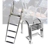Échelle de bateau pliable à 4 marches en acier inoxydable pour embarquer et nager à partir d'un quai ou d'une plate-forme