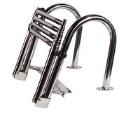 Échelle de bateau télescopique en acier inoxydable - Échelle de quai pliable à 4 marches pour utilisation marine, yacht et piscine