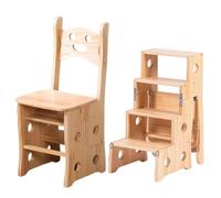 Échelle de bibliothèque Pliante en Bois Massif, escabeau, escabeau Pliable Portable, escabeau à Double Usage, échelle d'escalade à 4 marches, Tabouret, présentoir, Support à Fleurs(Natural)