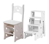 Échelle de bibliothèque Pliante en Bois Massif, escabeau, escabeau Pliable Portable, escabeau à Double Usage, échelle d'escalade à 4 marches, Tabouret, présentoir, Support à Fleurs(Blanc)