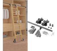 Échelle De Bibliothèque Roulante Rail Suspendu Rétractable 3,3 Pi-20 Pieds Kit D’échelle Coulissante avec Roues à Rouleaux De Sol pour Bureau Loft à Domicile, 6.6ft/200cm Track Kit