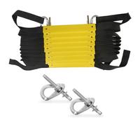 Échelle de Corde de Secours 10 m avec Matériel de Montage | Échelle de Secours pour Maison 4ème étage | Portable, Pliable et Compact | Mur d'échelle d'urgence Fixe