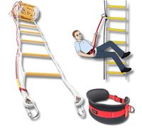 Échelle de Corde de Sécurité 4 étages 10m avec Ceinture de Sécurité - Solution Innovante Échelles D'évacuation d'urgence - Résistant aux Flammes - Capacité de Poids 900kg - Mousquetons Inclus