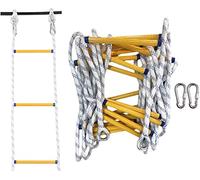 Échelle de corde d'évacuation incendie de 15 m avec crochets - Échelle de sécurité d'urgence pour la maison, l'extérieur, le sauvetage et l'escalade - Ignifugée, multifonctionnelle, concepti