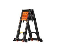 échelle de Grenier Échelle télescopique avec Barre d'équilibre et Roues - Échelle Pliable Multi-usages for Toit et Grenier escamotable(4.7m)