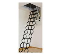 échelle de Grenier Échelle télescopique électrique escamotable for Grenier de Plafond avec rampes en Acier à Haute teneur en manganèse, capacité de Charge de 661 LB escamotable(Svart,70/90cm)